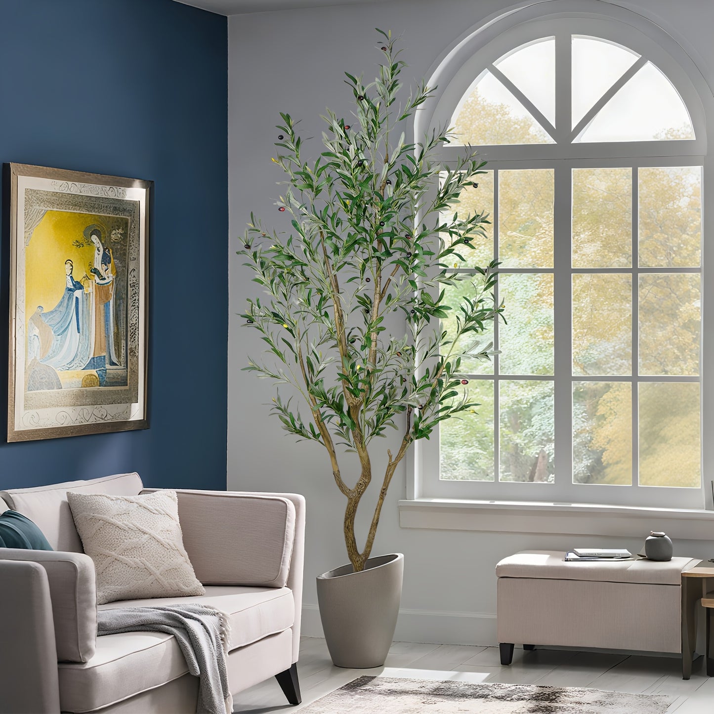 Artificial Olive Tree - 165/180/210Cm Tall Potted Faux Plant with Lifelike Trunk And Leaves | Large Indoor Outdoor Greenery for Home, Office, Living Room, Floor Fronted Door Entryway Decor Additions