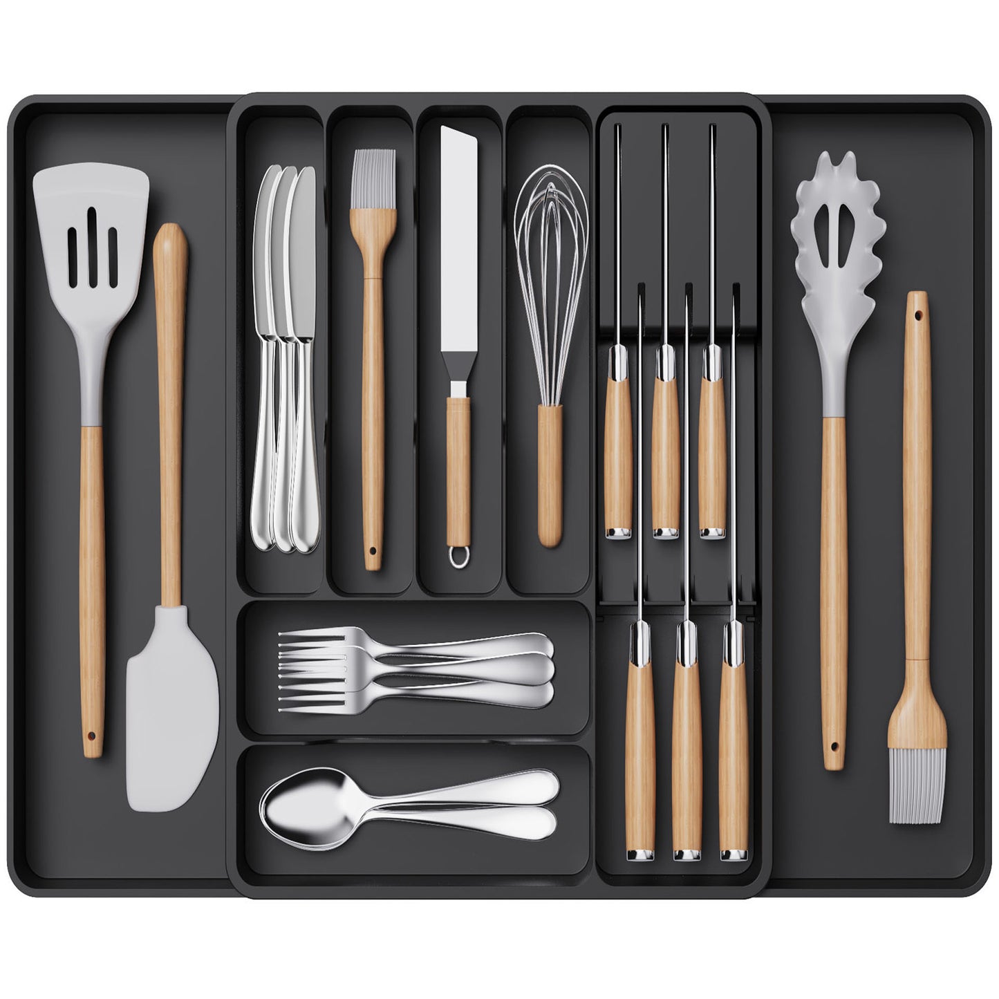 Cutlery Drawer Storage. Organizer, Kitchen Expandable Cutlery Tray. Cutlery Storage, Kitchen Storage, Adjustable Cutlery and Cutlery Holder. Thoughtful Holiday Gift, Christmas Gift, Halloween Gift. Compact Plastic Cutlery Storage Box, Large