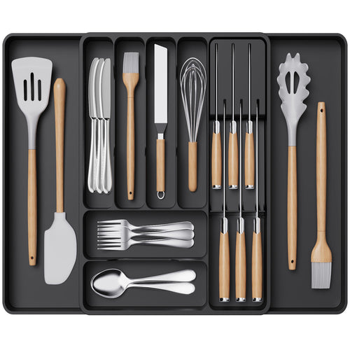 Cutlery Drawer Storage. Organizer, Kitchen Expandable Cutlery Tray. Cutlery Storage, Kitchen Storage, Adjustable Cutlery and Cutlery Holder. Thoughtful Holiday Gift, Christmas Gift, Halloween Gift. Compact Plastic Cutlery Storage Box, Large