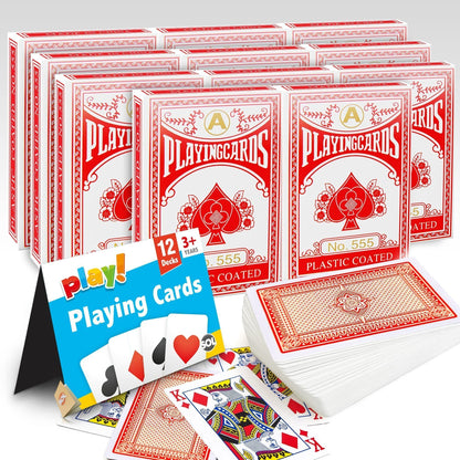 12 Pack Playing Cards Set | Standard UK Decks for Kids | Waterproof Plastic Cards for Magic Tricks, Travel & Family Game Nights | Lightweight, Durable Multipack for Classic Card Games & Entertainment