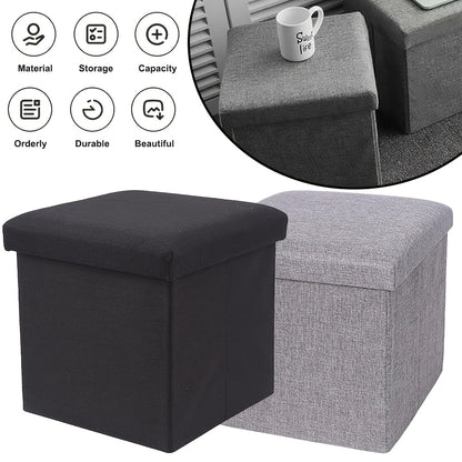 Gray Collapsible Storage Ottoman for Makeup, Seating, And Footrest Purposes