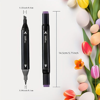Double-Ended Art Markers Set 170 or 206 Colours with Storage Base Smooth Blending for Sketching Illustration Comics Painting Design