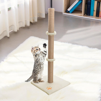 Cat Scratching Post 89 Cm Vertical Cat Tree For Pet Cats Climbing Frame With Soft Plush Carpet-Covered Base And Sisal Pole For Pet Cats