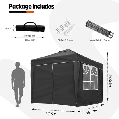Nordivale Portable 2x2/3x3m Pop-Up Canopy with Enclosure Cloth Sidewalls | Instant Shade & Party Shelter for Gardens, Camping & Events