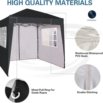 Pop-up Gazebo 2m x 2m With Sides Silver Protective Layer Waterproof Marquee Canopy