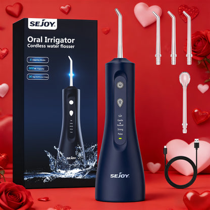 Cordless Water Flosser Portable Oral Irrigator with 4 Modes & 5 Jet Tips – Rechargeable Dental Water Flosser for Home & Travel, Teeth & Gum Cleaner for Braces & Implants