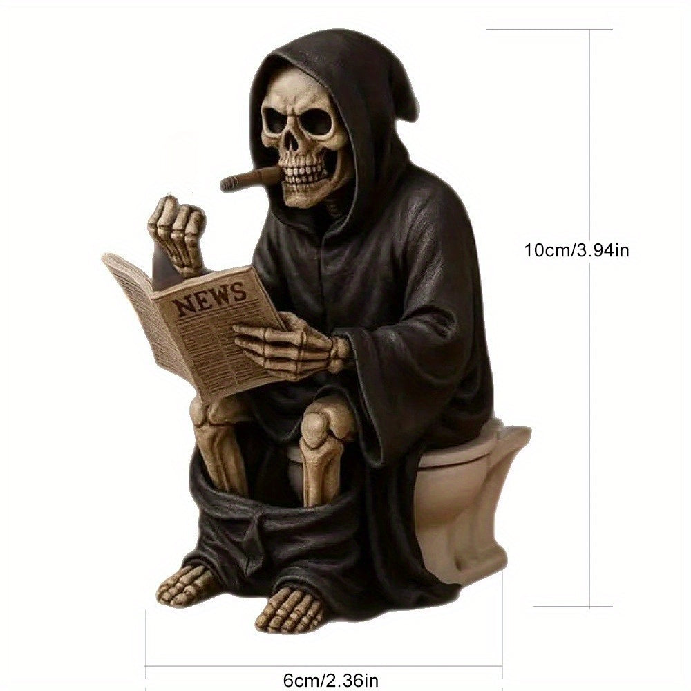 Gothic Spooky Skeleton Skull Middle Middle Finger Reaper Collectible Figurines Quirky Halloween Home Desktop Decor