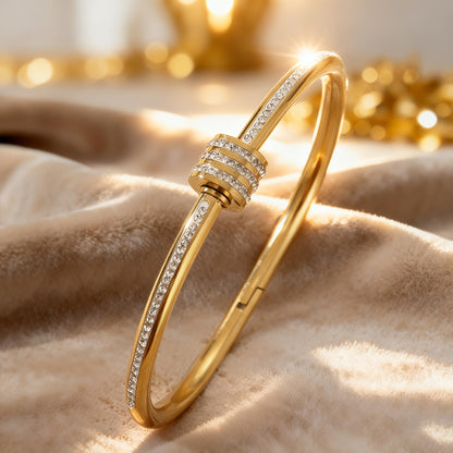 18K Gold-Plated 304 Stainless Steel Stackable Bracelets for Women, 5pcs Waterproof Roman Numeral Lucky Flower Design Cubic Zirconia Sleeves, Women's Daily Party Fashion Luxury Jewelry Gifts, Mother's Day Gifts