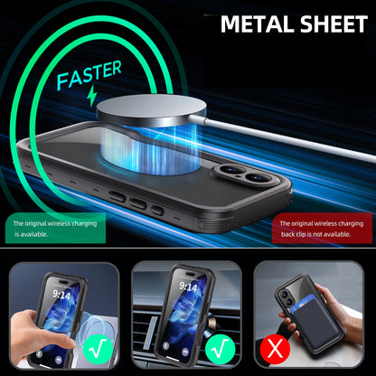 For iPhone 16 Plus 16 Pro Max Waterproof 360° Full Body Case Drop-proof Dustproof Snowproof Built-in Screen Protector Phone Case