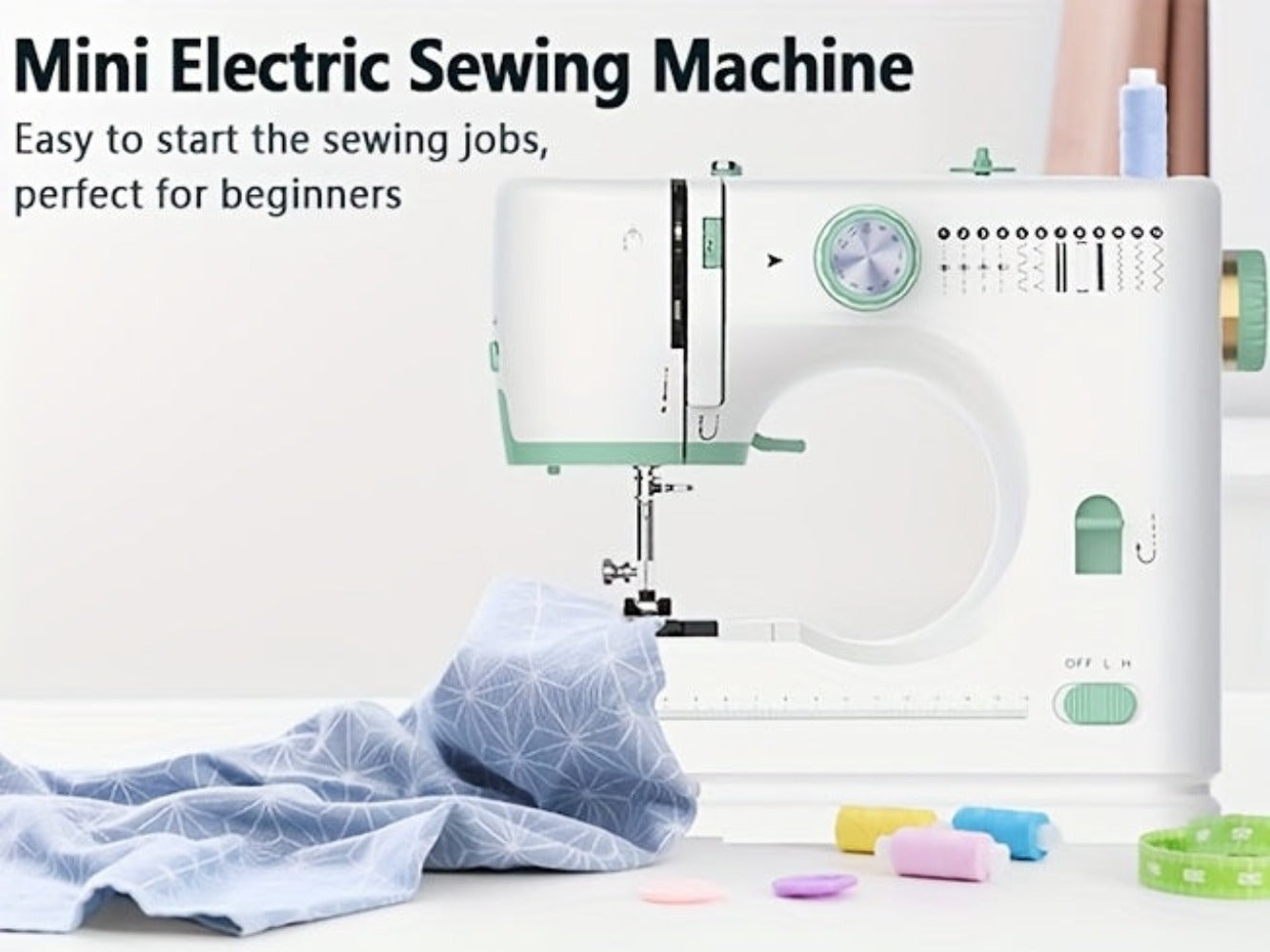 Mini Sewing Machine for Beginners 42-Piece Kit | Portable with Extension Table, 12 Stitch Patterns, Dual Speed, Foot Pedal & Light | Kids & Adults Sewing Machine