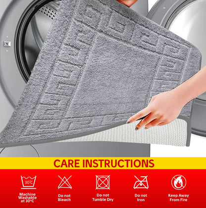 GC GAVENO CAVAILIA 2 Piece Greek Pattern Bathroom Mat Set | Soft & Plush 100% Polyester Bath Mat and Pedestal Rug | Non-Slip Backing, Highly Absorbent, Quick Drying |Machine Washable Bathroom Rugs | Ideal for Everyday Use | LOCAL WAREHOUSE | UK BRAND