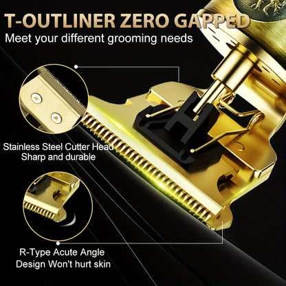 Hair Clippers for Men, Professional Hair Trimmer Barber Cordless Zero Gapped Hair Clippers with LCD Display, Mens Gifts Beard Trimmer T Liners Shavers Edgers Clipper for Hair Cutting - Golden, Valentine's Day, Gift for Men