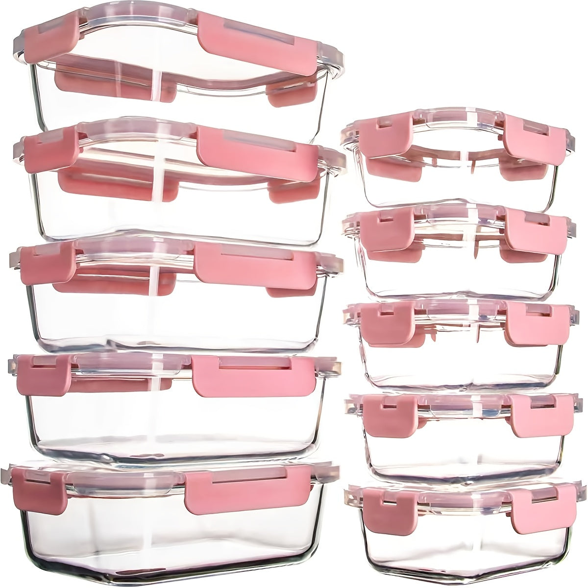 10pcs Glass Food Storage Container with Lid, Meal Preparation Container with Snap Lid, Sealed Lunch Box, High Borosilicate, Suitable for Home And Restaurant Use
