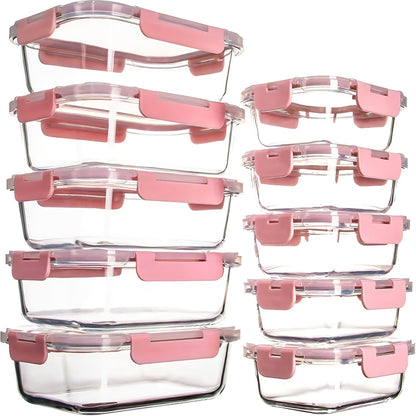 10pcs Glass Food Storage Container with Lid, Meal Preparation Container with Snap Lid, Sealed Lunch Box, High Borosilicate, Suitable for Home And Restaurant Use