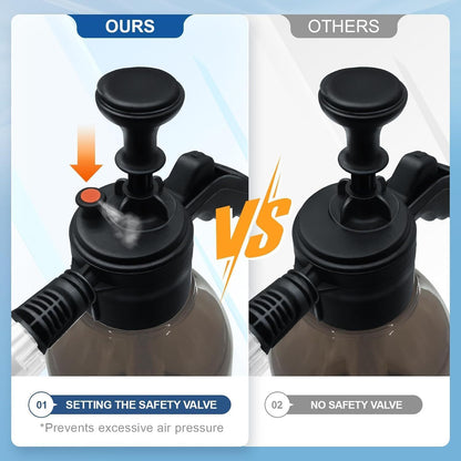Snow Foam Pump up Sprayer Snow Cannon Gun, 2L Heavy Duty Pressurised Soap Dispensing with Two Nozzles Car Blaster, Hand Pumping Spraying Pump Action Spray Bottle for Car Cleaning & Valeting