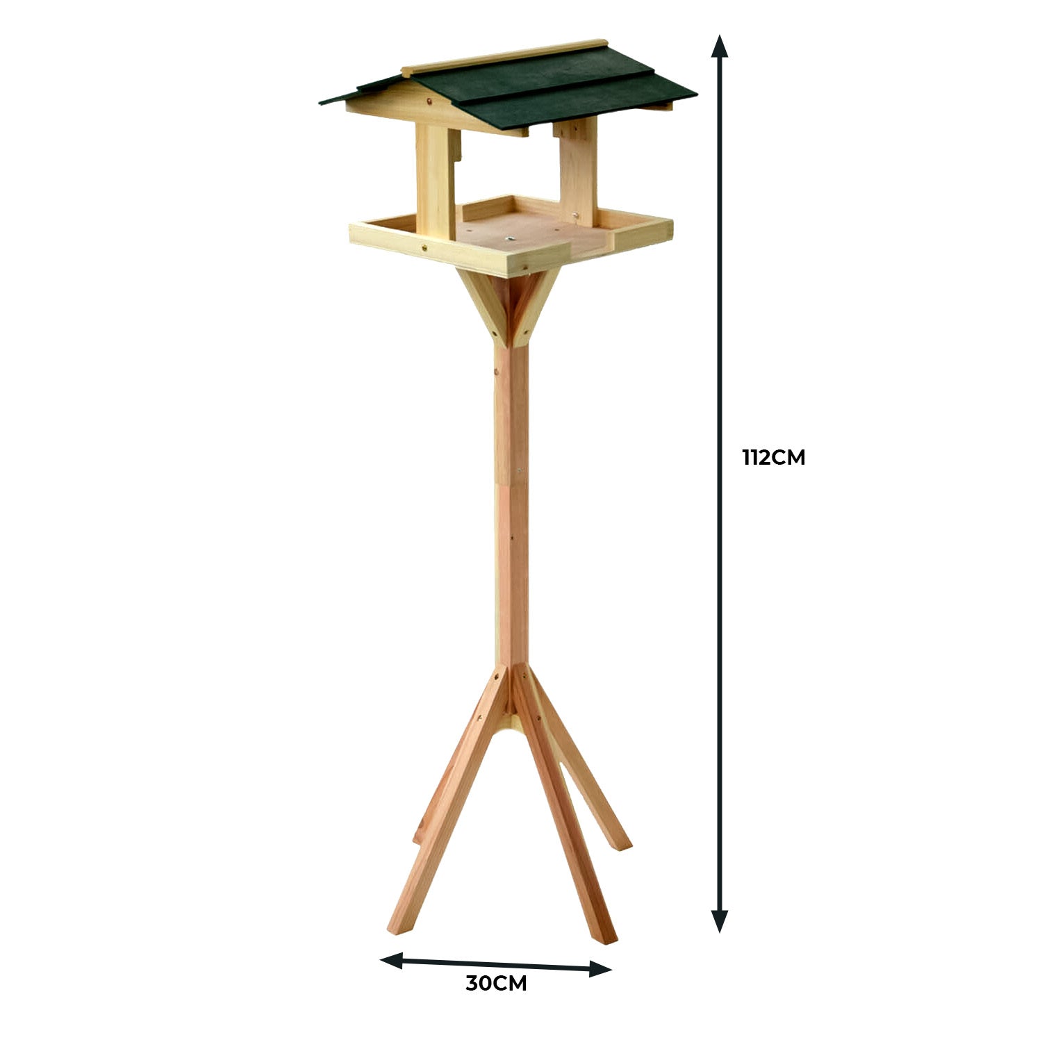 Wooden Bird Table Feeding Station Cedar Wood Free Standing Wild Bird Feeder Platform Sheltered Outdoor Garden All Season Birdwatching