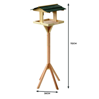Wooden Bird Table Feeding Station - Heavy Duty Wood Bird Feeder Table for Outdoor Garden - Complete Wild Free Standing Bird Food House