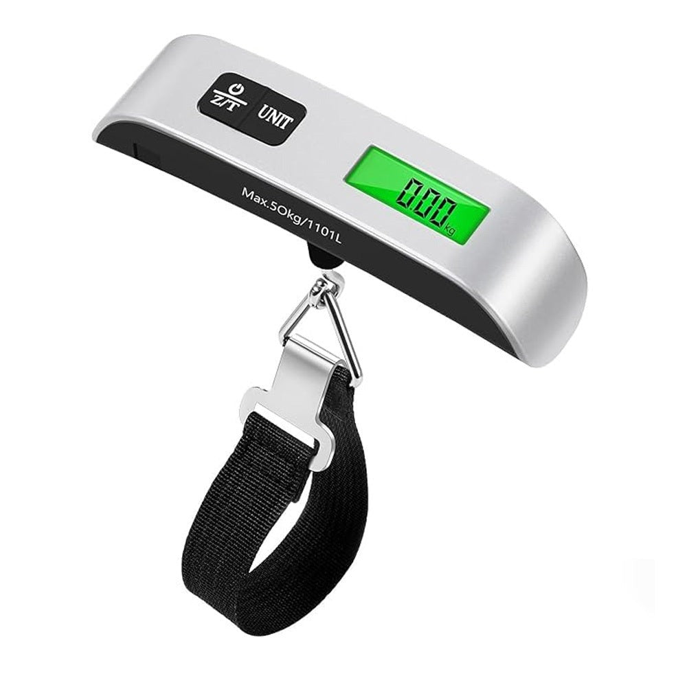 Digital Luggage Scale 50kg 110lb Portable Handheld Electronic Travel Weighing Device with Backlit LCD Display Tare Function Steel Hook for Suitcases Baggage UK