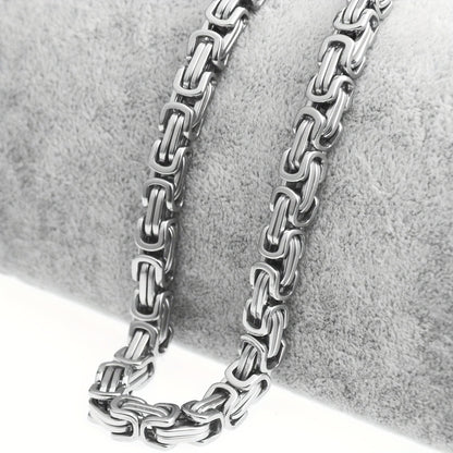 Men'S Necklace Hip Hop Chain 304 Stainless Steel Necklace Byzantine Link Chain for Men Gift