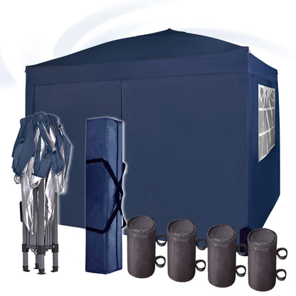 Pop-up Gazebo 3m x 3m with Sides & 4 Weight Bags & Silver Protective Layer Waterproof Marquee Canopy