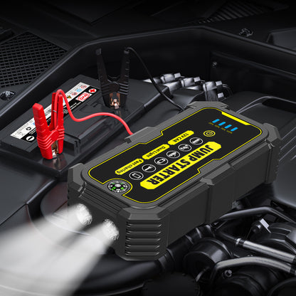 12V Car Jump Starter Car Battery Starter Kit 1500A Peak Portable Car Battery Booster Jump Starter, Portable Jump Starters for 6.0L Gasoline/4.0L Diesel Engines, LED Flashlight, LCD Display, 3 Modes LED Flashlight, Quick Charge USB-C, Lithium Battery-Polym