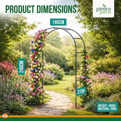 1 Pack Garden Arch for Climbing Plants | Large Metal Garden Trellis Arch 2.4m x 1.4m | Outdoor Garden Pathway Arch for Roses Vines Weddings