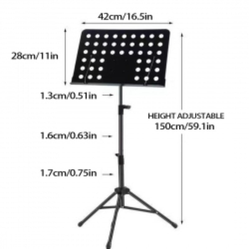 Heavy Duty Orchestral Music Stand Folding Adjustable Sheet Stand Tripod Base