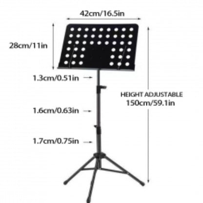 Heavy Duty Orchestral Music Stand Folding Adjustable Sheet Stand Tripod Base