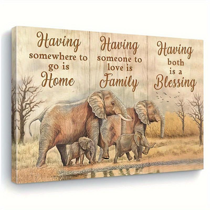 Elephant Family Quote Canvas Wall Art - feature detail 9