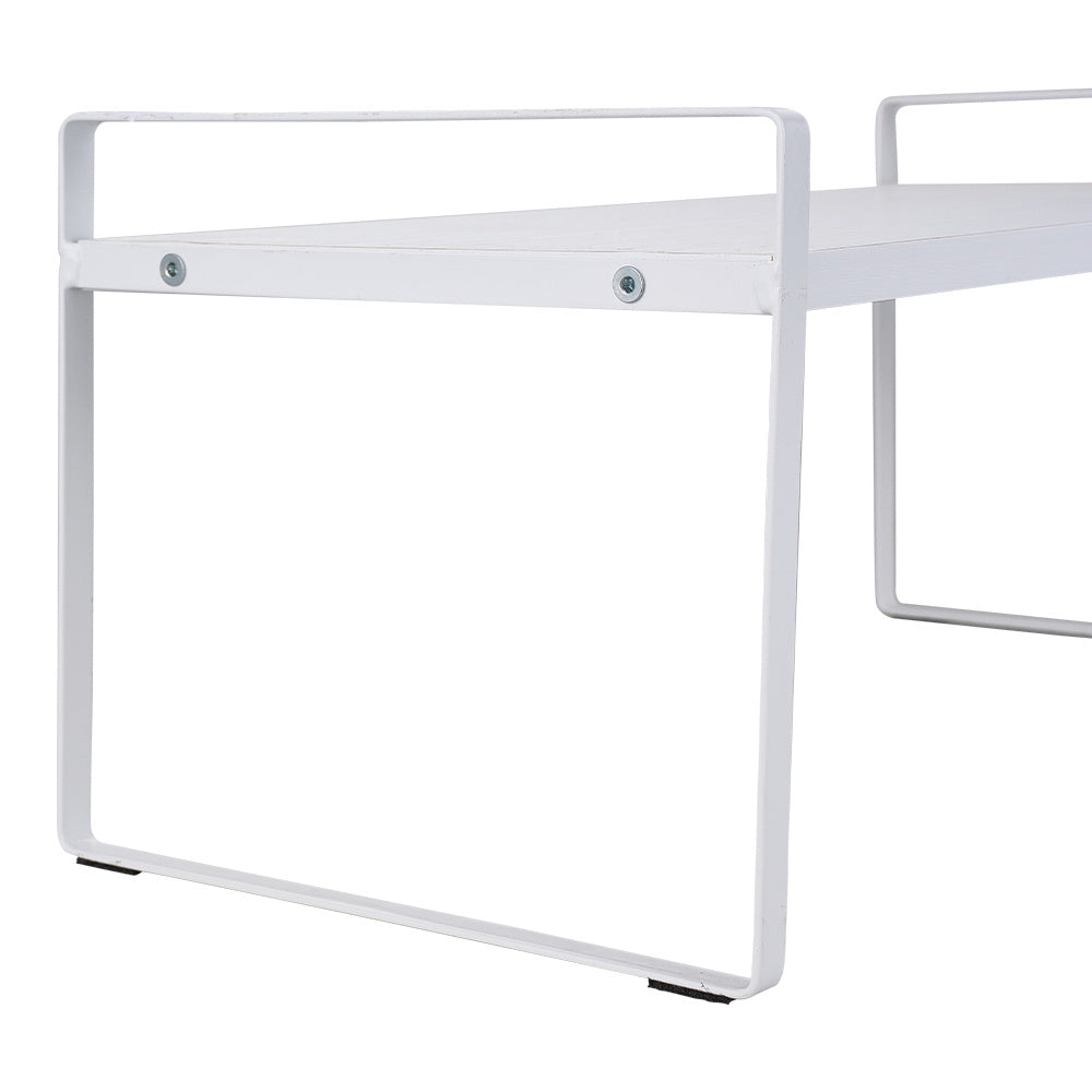 Multi-Tier Storage Rack, Mug Shelves for Desks, Black/White/Natural Wooden and Metal Countertop Organizer Shelf, Display Rack, Perfect for Dormitories Home Office Kitchen Bathroom