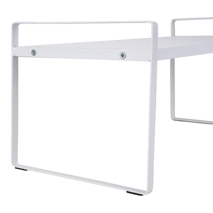 Multi-Tier Storage Rack, Mug Shelves for Desks, Black/White/Natural Wooden and Metal Countertop Organizer Shelf, Display Rack, Perfect for Dormitories Home Office Kitchen Bathroom