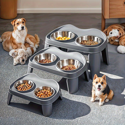 Dog Bowls with Stand, Adjustable Raised Dog Bowl for Large Dogs, Dog Feeding Station with 2 Stainless Steel Dog Bowls, Non-Slip elevated dog bowls