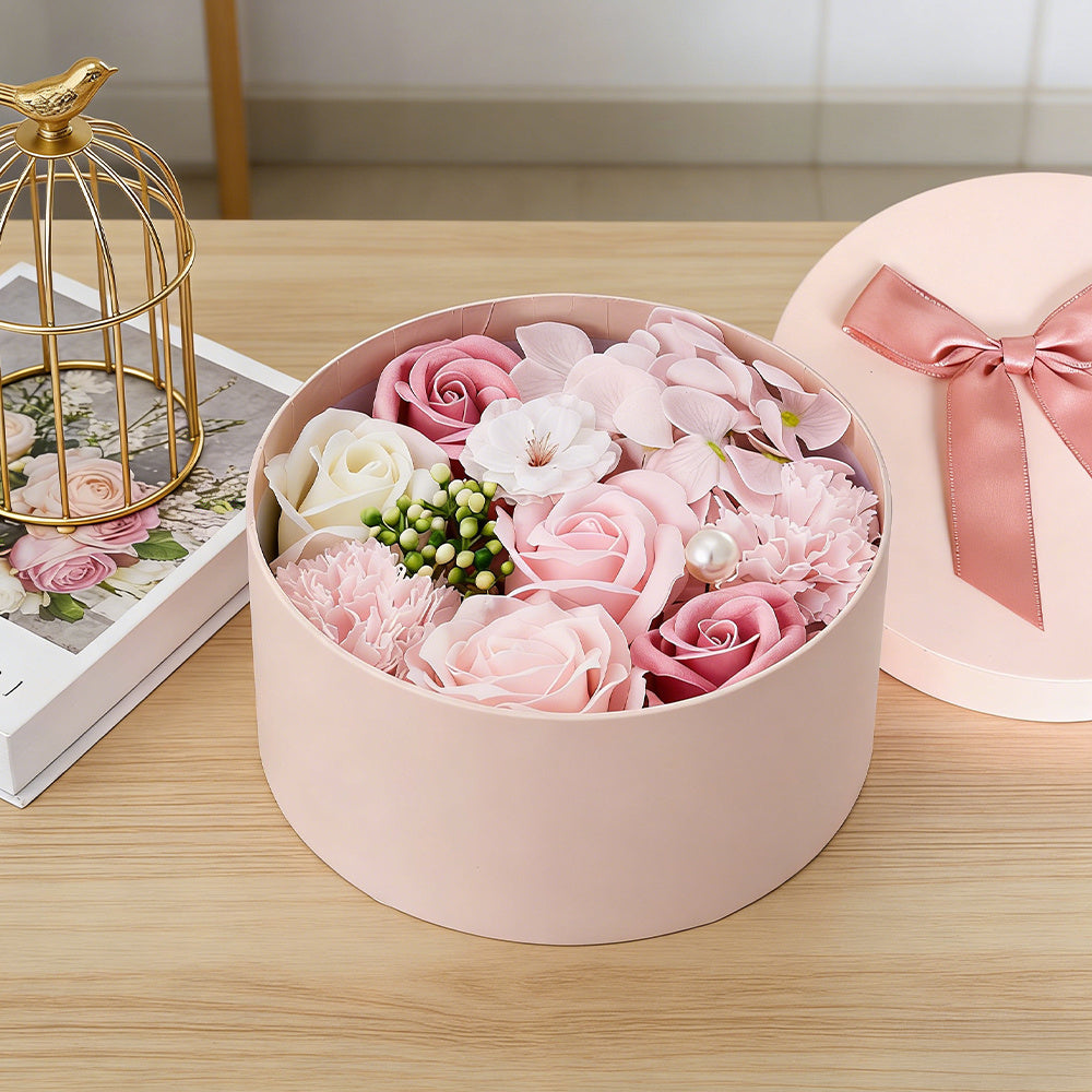 Bath Soap Gift Box, Artificial Flower Bouquet, card, Scented Rose Petal Gift for Valentine'S Day Anniversary, Christmas, Birthday Gift for Women, Girlfriend, Wife