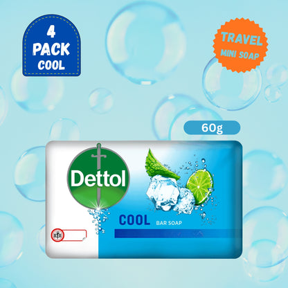 Dettol 4 Pack Soap Bars (Original, Skincare, Cool and Fresh) 60g Each
