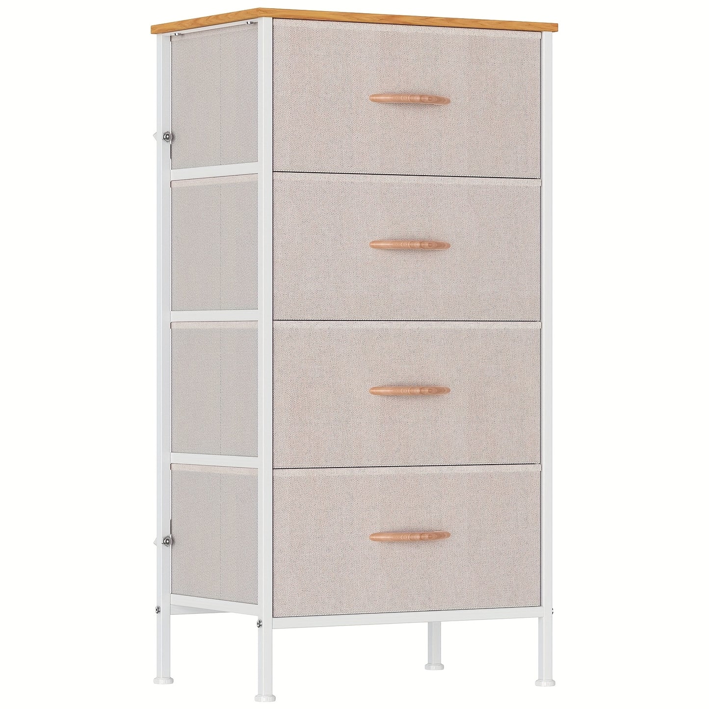 4-Drawer Chest of Drawers Metal Frame & MDF Top – Slim Bedroom Storage Unit 45x30x91cm UK