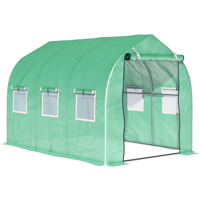 Polytunnel Greenhouse with Windows and Door, Walk in Greenhouse for Garden, Backyard (4 x 2 M)