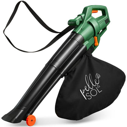 3300W Corded 3-in-1 Leaf Blower Vacuum Mulcher with 45L Bag, 12m Cable & Wheels for Garden Yard Patio