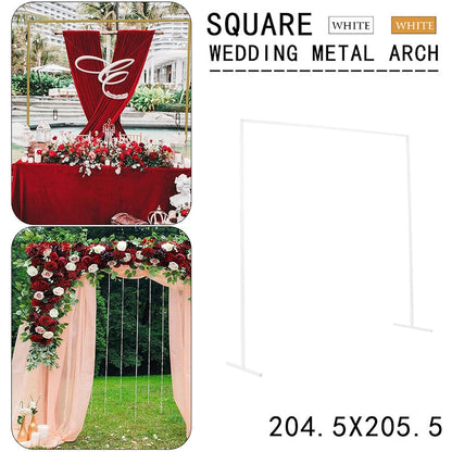 Rectangle Wedding Arch Stand 2x2M Iron Rectangle Backdrop Stand Metal Garden Arch Arbour Climbing Plants Roses for Wedding Ceremony Party Decoration