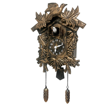 Cuckoo Clock Wall Battery Operated Pendulum – Vintage Chiming Bird Flapping Volume Adjustable – Black Forest Style Wall Clock for Living Room Office Home Décor
