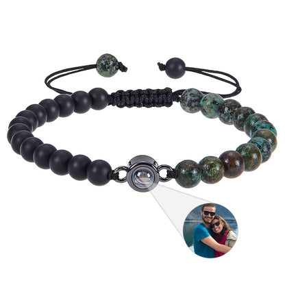 Customized Personalized Frosted Stone Photo Projection Bracelet, Customized Photo Projection Bracelet Festival Gifts