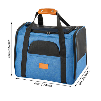 Portable Pet Carrier Bag, Top Opening, Removable Mat and Breathable Mesh, Foldable Transport Carrier for Dogs and Cats, with Shoulder Strap and Pet Bowl