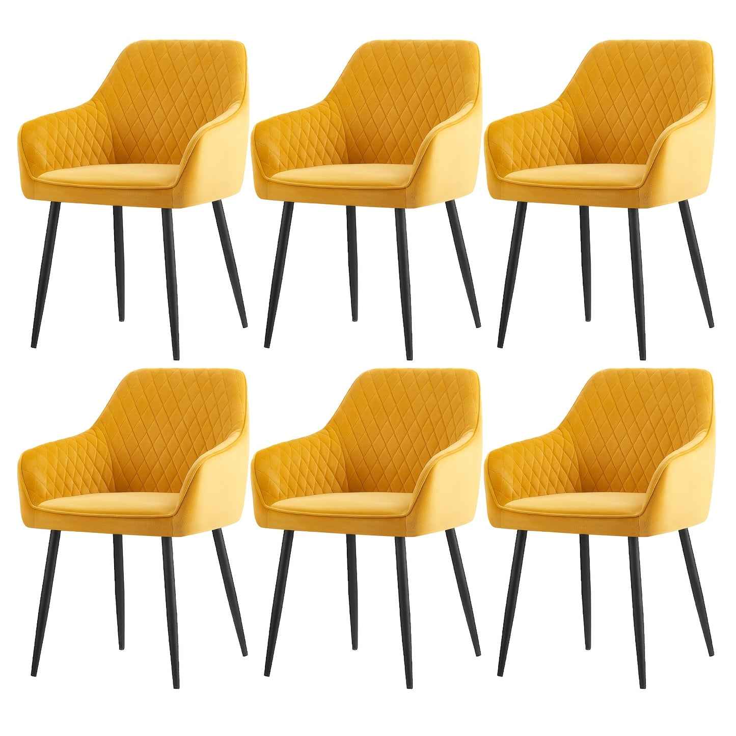 Velvet Dining Chairs with Armrests & Black Metal Legs, Upholstered Armchair 120kg Capacity 43x55x81cm, Set of 1 2 4 or 6 for Dining Room Kitchen Living Room