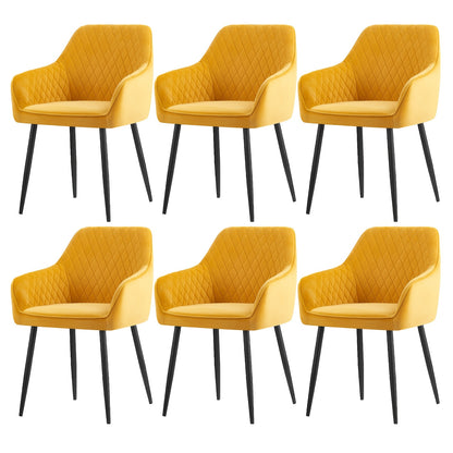 Velvet Dining Chairs with Armrests & Black Metal Legs, Upholstered Armchair 120kg Capacity 43x55x81cm, Set of 1 2 4 or 6 for Dining Room Kitchen Living Room