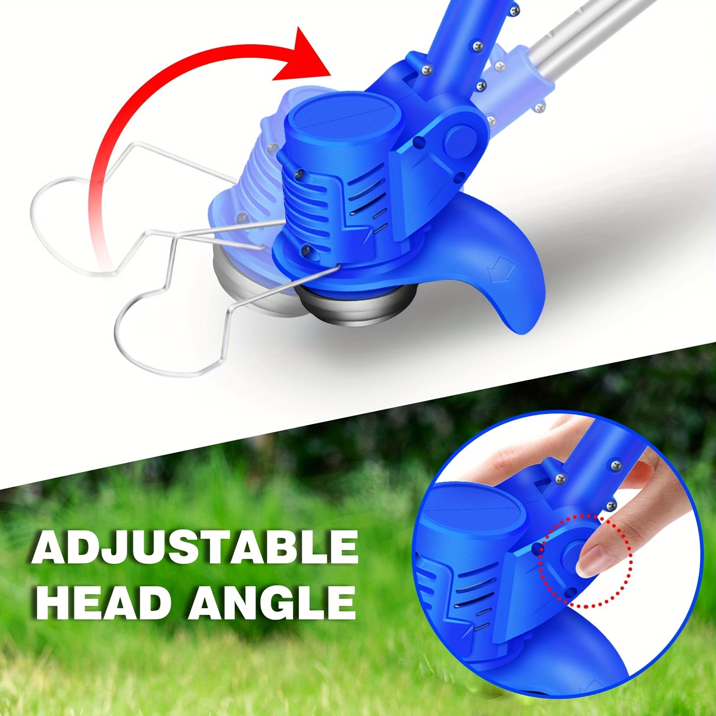 Machine Only Lightweight Cordless Electric Lawn Mower, Adjustable Length with Easy Grip Handle, 2-in-1 Lawn Trimmer