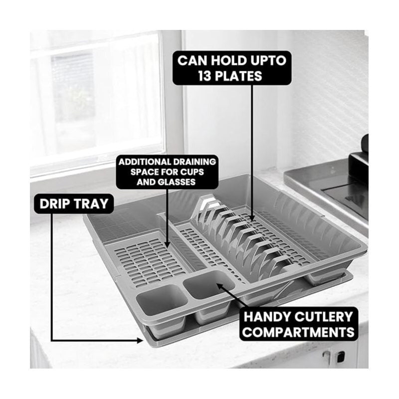 13-Plate Dish Drainer with Anti-Drip Tray