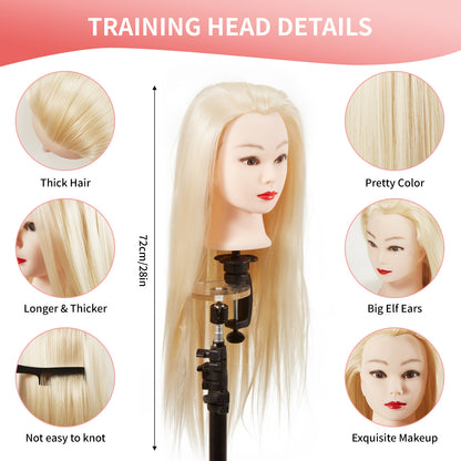 24"/28" Hairdressing Styling Mannequin Doll Salon Training Hair Clamp Professional