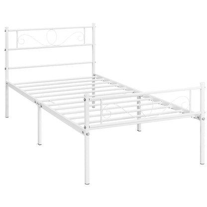 Costoffs Metal Platform Bed, Metal Bed Base, Metal Bed Frame with Scroll Design Headboard and Footboard, Mattress Foundation, Easy Assembly Bed, Bedroom Furniture, Metal-Framed Bed Base with Storage, Black/White/Pink