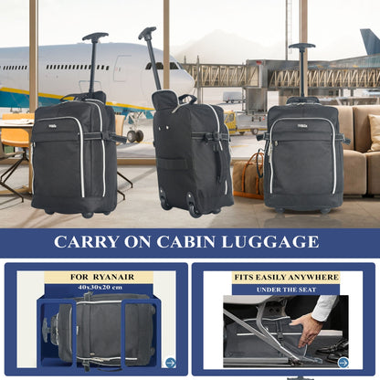 ZAHRAB 40x30x20cm Cabin Bag Underseat Bag Lightweight Hand Luggage Cabin Trolley with Wheels Flight Bags Suit Case
