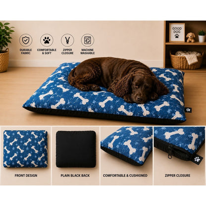 Dog Pet Bed with Removable Zipped Cover Large 95cm x 65cm Soft Washable Cushion