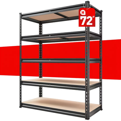 5-layer Steel Frame - Capacity 150-300kg, Suitable for Home, Office, Warehouse, Multi-functional Floor-standing Shelf with Durable Steel Frame, Durable and Easy to Assemble, Storage Rack, Multi-functional Shelf, Sturdy Structure, Storage Rack Storage